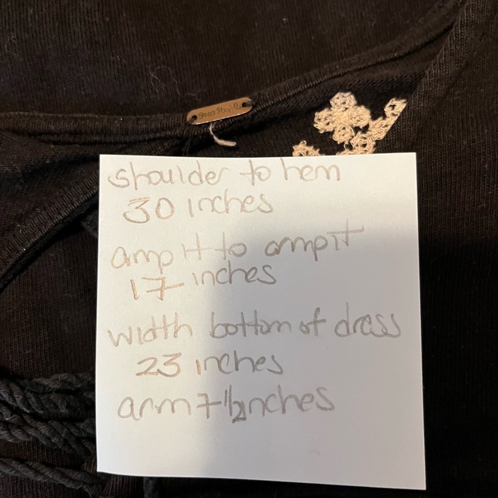 Free People 100% Cotton Mini Dress Black/White Cut Outs Pockets Boho Size M - Picture 5 of 6